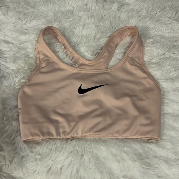 Nike Dri Fit Sports Bra Pink w Black Swoosh Size XS - Picture 1 of 5